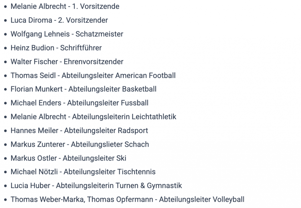 Vereinsausschuss Stand 2026